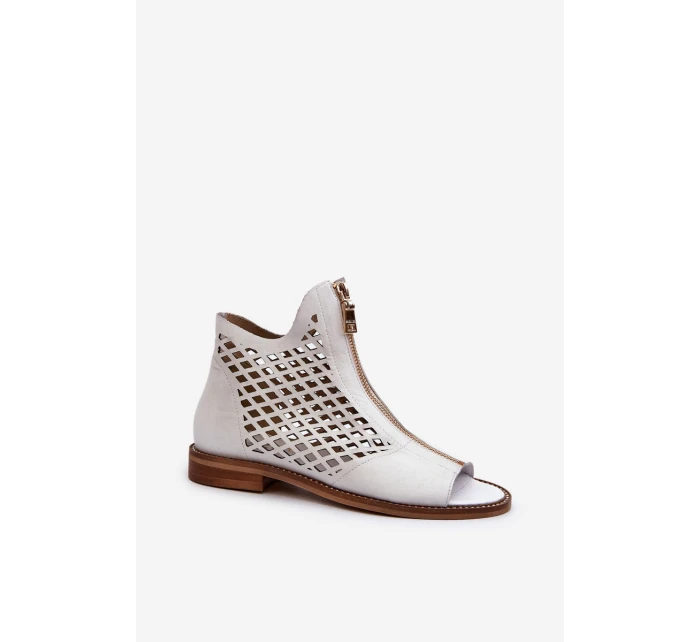 Ažurové Sandály Na Zip Bílé model 21659870 - Zazoo