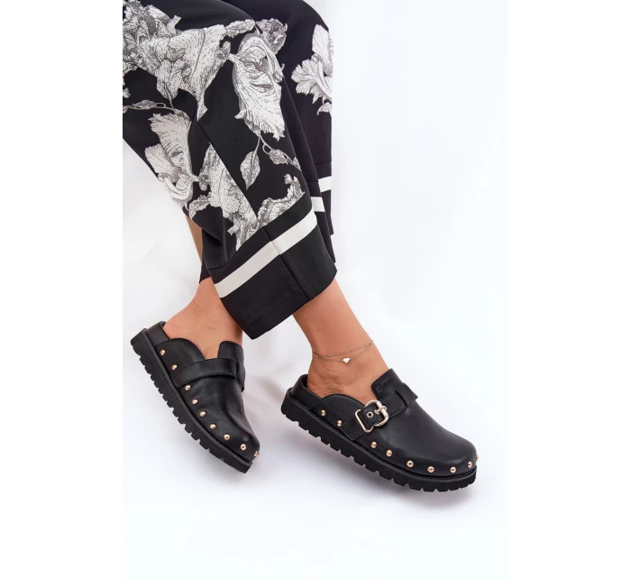 Kožené Klapky Dámské Na Platformě Big Star Černé model 21692095 - Big Star Shoes Kožené Klapky Dámské Na Platformě Big Star Černé model 21692095 - Big Star Shoes