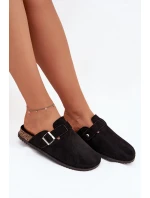 Dámské Pantofle Na Korkové Platformě Stříbrná Spona Big Star SS274736 Černé