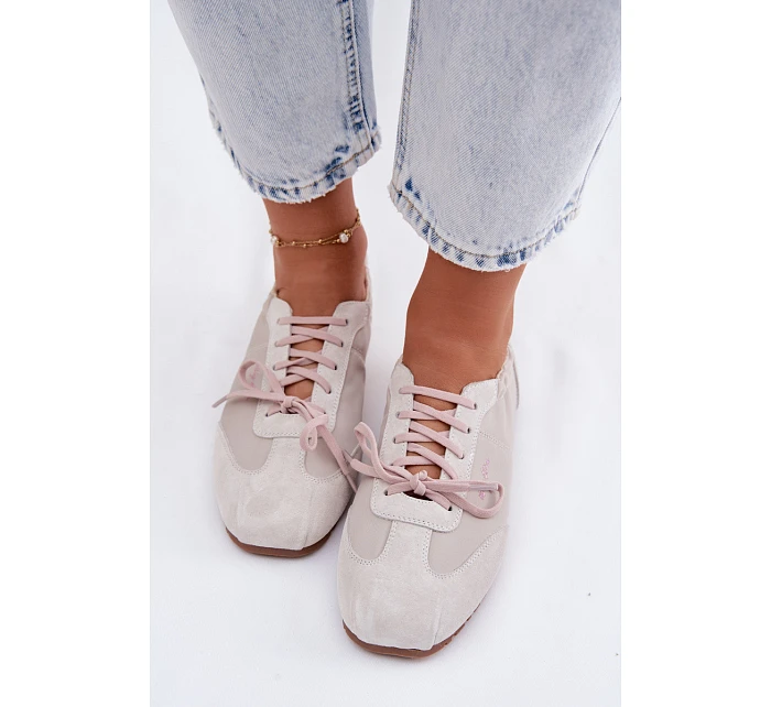 Semišové Nízké Dámské Tenisky Big Star TT274599 Béžové