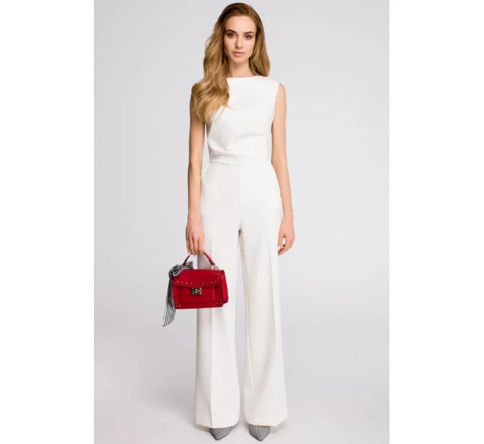 S115 Overal se širokými nohavicemi - ecru