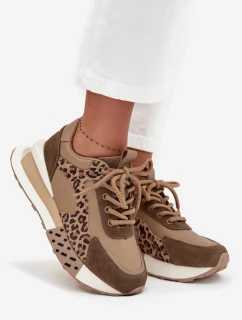 Dámské kožené tenisky na platformě s leopardím vzorem Artiker  – hnědé