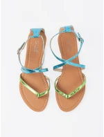 Pohodlné dámské  sandály zelené bez podpatku