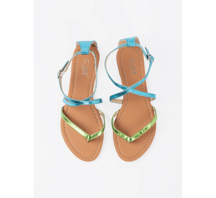 Pohodlné dámské  sandály zelené bez podpatku