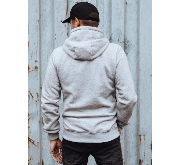 Pánská mikina s kapucí světle šedá FashionStreet BX5799