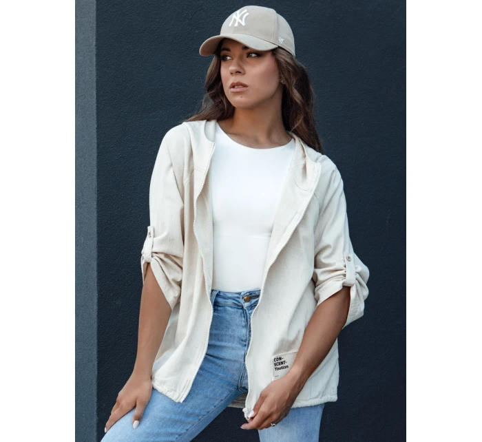 Dámská přechodná bunda s kapucí MANDIA light beige FashionStreet TY4479