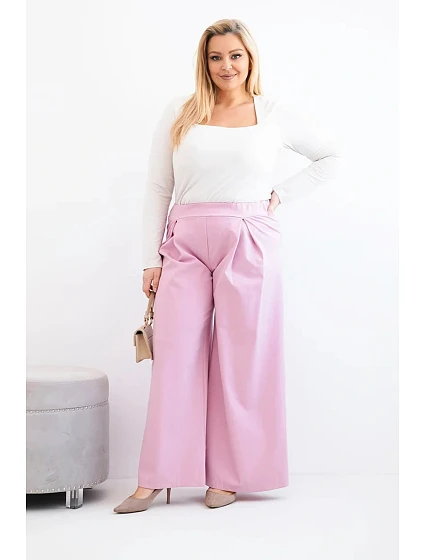 Dámské kalhoty Plus Size s širokými nohavicemi a model 21911610 jasně fialové - K-Fashion