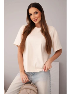 Dámská bavlněná basic halenka s krátkým rukávem béžová