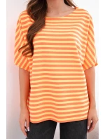Dámská bavlněná pruhovaná halenka s krátkým rukávem oranžová