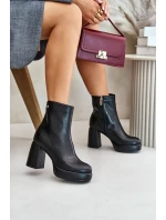 Boty na podpatku z přírodní kůže Černé GOE OO2N4166-W2