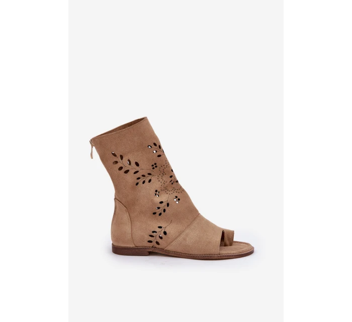 Zazoo Dámské Semišové Sandály S Na Zip Béžové model 21682066 - Boto Zazoo Dámské Semišové Sandály S Na Zip Béžové model 21682066 - Boto