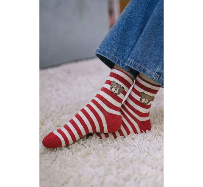 Pruhované dětské ponožky s medvídkem 1184.061