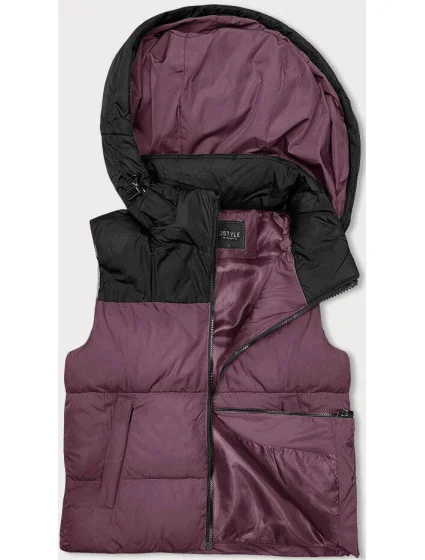 Fialovo-černá krátká dámská vesta J.STYLE s kapucí (16M9112-53) Fialovo-černá krátká dámská vesta J.STYLE s kapucí (16M9112-53)