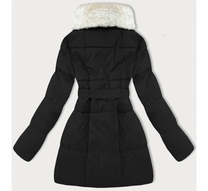 Černá dámská bunda obšitá kožešinou se stojáčkem J Style (16M9165-392)