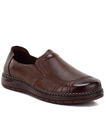 Pohodlné dámské kožené hnědé nazouvací polobotky model 22343117 - VINCEZA Pohodlné dámské kožené hnědé nazouvací polobotky model 22343117 - VINCEZA