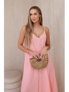 Mušelínové šaty na ramínka meruňka