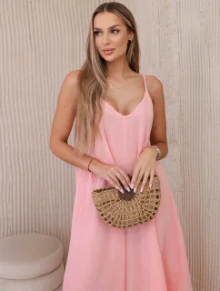 Mušelínové šaty na ramínka meruňka