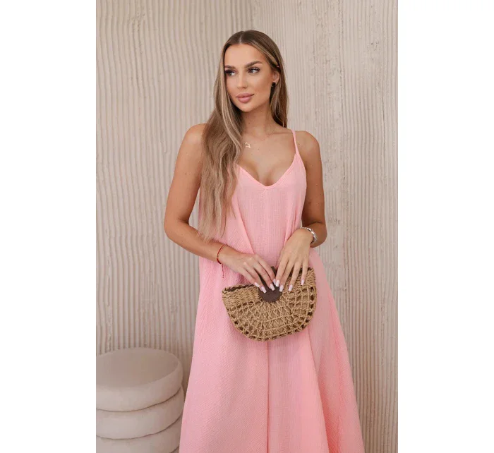 Mušelínové šaty na ramínka meruňka