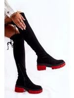 Dámské semišové boty Černá a červená model 21593719 - Boto
