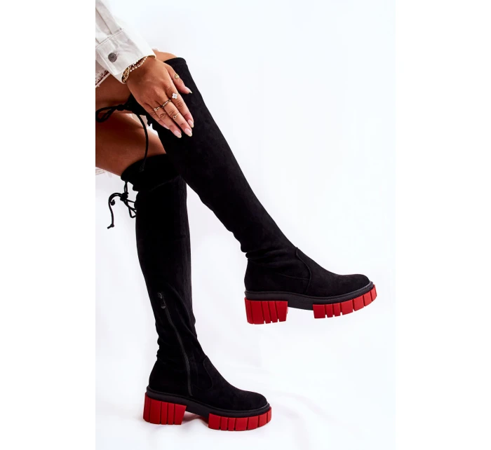 Dámské semišové boty Černá a červená model 21593719 - Boto