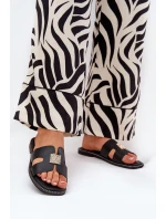 Ploché Pantofle S Výřezy A Dekorací Černé Bohalis