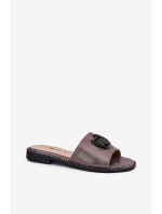 Dámské Pantofle Na Plochém Podpatku S Ozdobným Grafitové model 21698269 - S.Barski Dámské Pantofle Na Plochém Podpatku S Ozdobným Grafitové model 21698269 - S.Barski