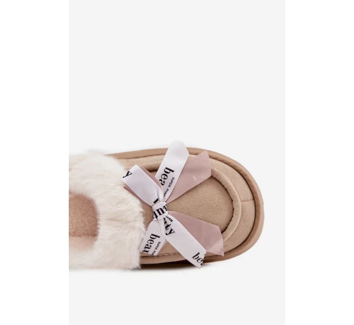 Dámské pantofle s kožešinou a mašlí Béžové Fenella Dámské pantofle s kožešinou a mašlí Béžové Fenella