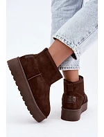Dámské zimní boty na platformě Big Star model 22391232 čokoládové - Big Star Shoes Dámské zimní boty na platformě Big Star model 22391232 čokoládové - Big Star Shoes