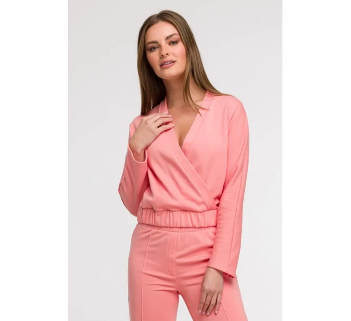 B292 Zavinovací mikina - korálová