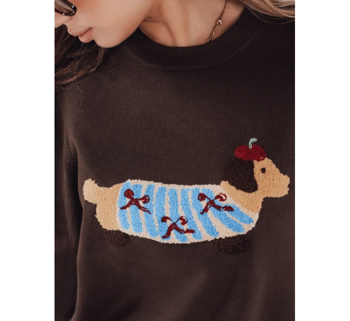 Dámský svetr CHICPAWS s aplikací hnědého psa FashionStreet MY2544