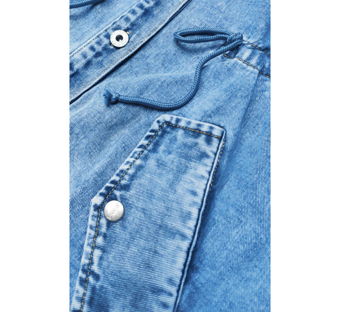 Světle modrá dlouhá džínová bunda (POP7032-LK)