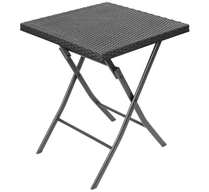 BALKONOVÝ NÁBYTEK SET STŮL 58X58X70CM A 2 ŽIDLE ČERNÁ