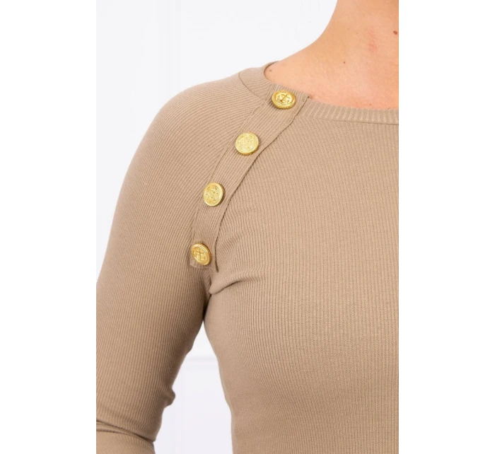 Šaty s ozdobnými knoflíky camel