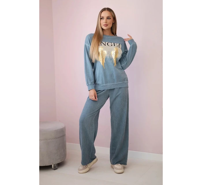Bavlněný komplet Angel teplákové + kalhoty džínovina Bavlněný komplet Angel teplákové + kalhoty džínovina