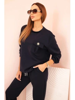 Komplet dámský máslový mikina a kalhoty s gumou granátový