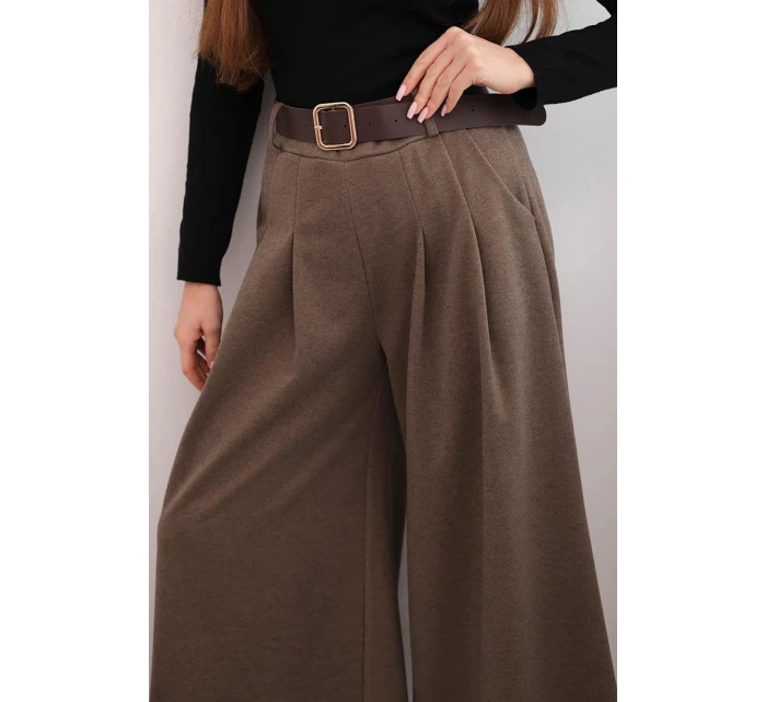 Dámské kalhoty se širokým nohavicí a páskem fango Dámské kalhoty se širokým nohavicí a páskem fango