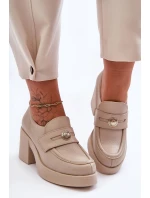 Kůže Dámské Polobotky Na Sloupku Bežové model 21630078 - Boto Kůže Dámské Polobotky Na Sloupku Bežové model 21630078 - Boto