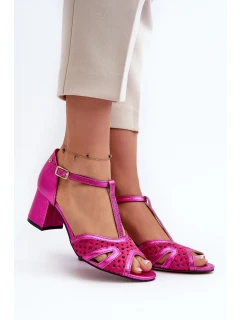 Dámské kožené sandály na podpatku model 21662564 - Maciejka