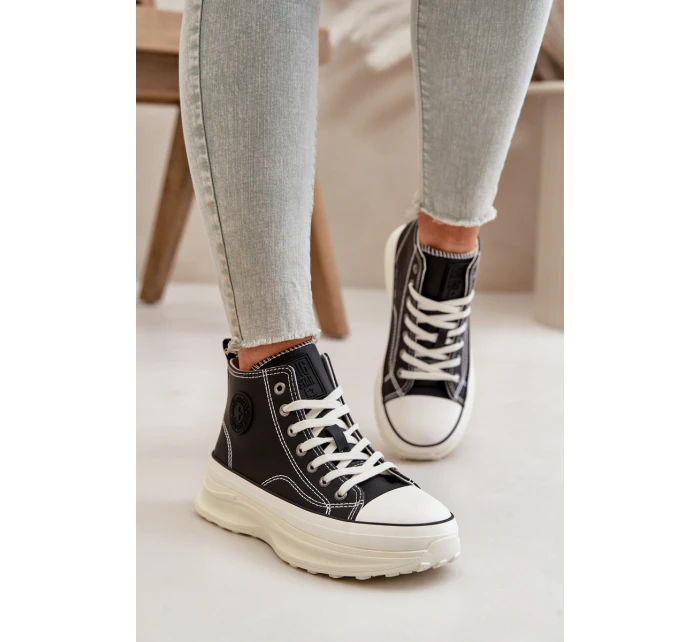 Zateplené Dámské Tenisky Na Platformě Eko Kůže Big Star OO274068 Růžové Zateplené Dámské Tenisky Na Platformě Eko Kůže Big Star OO274068 Růžové