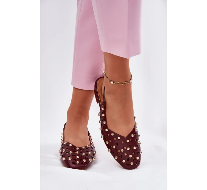 Zdobené Baleríny Na Plochém Podpatku Bordové Nilarisela Zdobené Baleríny Na Plochém Podpatku Bordové Nilarisela