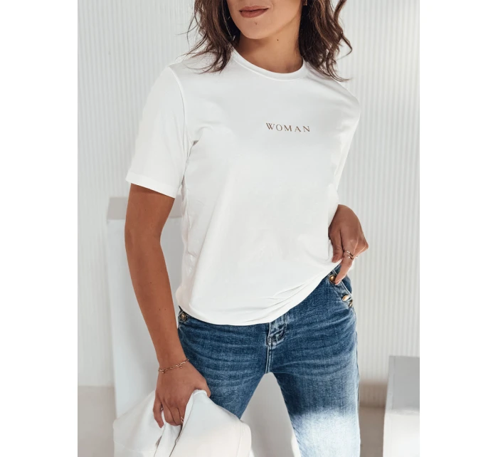 Dámské tričko WOMAN ecru FashionStreet RY2555 Dámské tričko WOMAN ecru FashionStreet RY2555