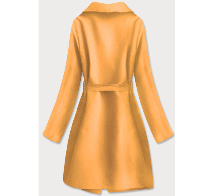 Žlutý dámský minimalistický kabát (747ART)
