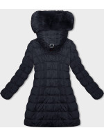 Tmavě modrá dámská zimní bunda s kapucí (LHD-23013)