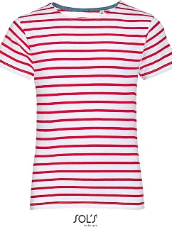 SOL'S Miles Kids Dětské pruhované tričko 25.1400 white/red