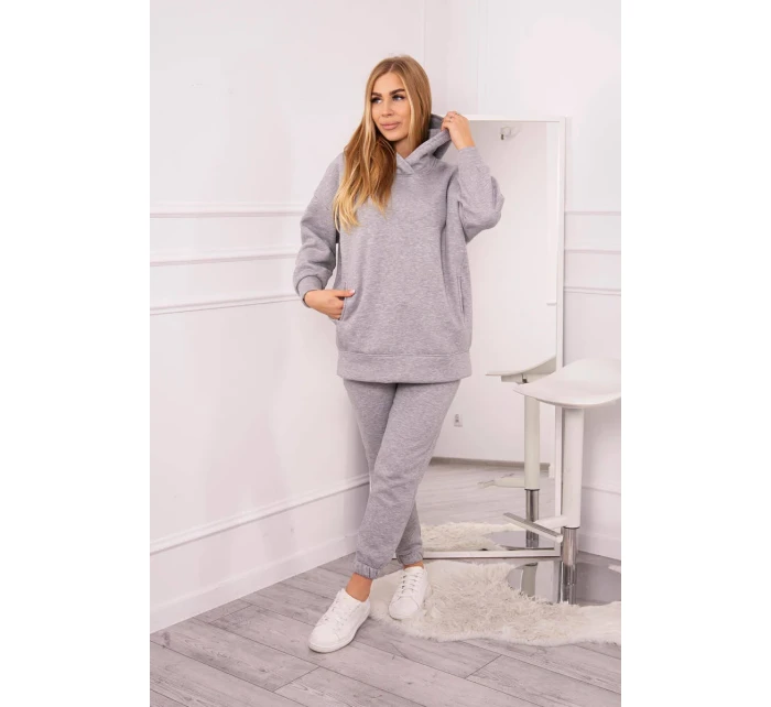Zateplený set s mikinou s kapucí šedý Zateplený set s mikinou s kapucí šedý