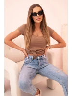 Dámská klasická bavlněná blůza s krátkým rukávem modrá Dámská klasická bavlněná blůza s krátkým rukávem modrá