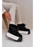 Dámské Kožené Sněhule Na Silné Podešvi S Kožešinou Big Star OO274A206 Černé