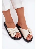 Dámské sandály na platformě se zlatou sponou béžové Jovira