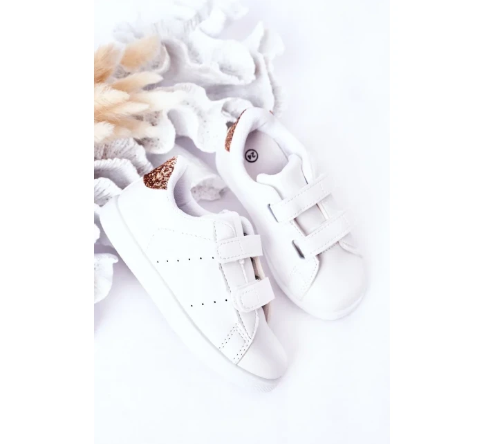 Dětské Tenisky Se Suchým Zipem Bíle-Růžové Zlato Cute Girl Dětské Tenisky Se Suchým Zipem Bíle-Růžové Zlato Cute Girl