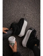 Kožené Dámské Sněhule Na Silné Podešvi S Kožešinou Big Star Černé Kožené Dámské Sněhule Na Silné Podešvi S Kožešinou Big Star Černé